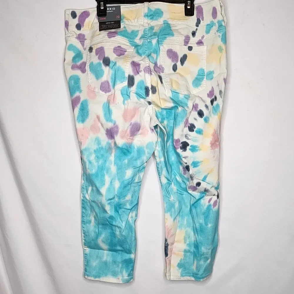 20W Torrid Crop Jegging Tie Dye Super Soft Jeans High Waist Stretch Fitted pocke